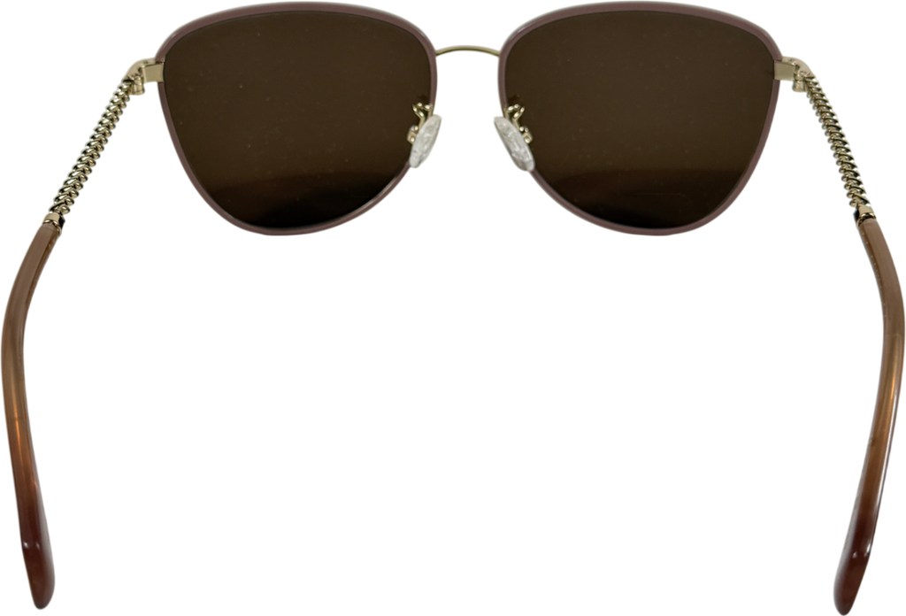 Mohala Brown Leah I Polarised Round Sunglasses Tuscan Rose Chain Temple