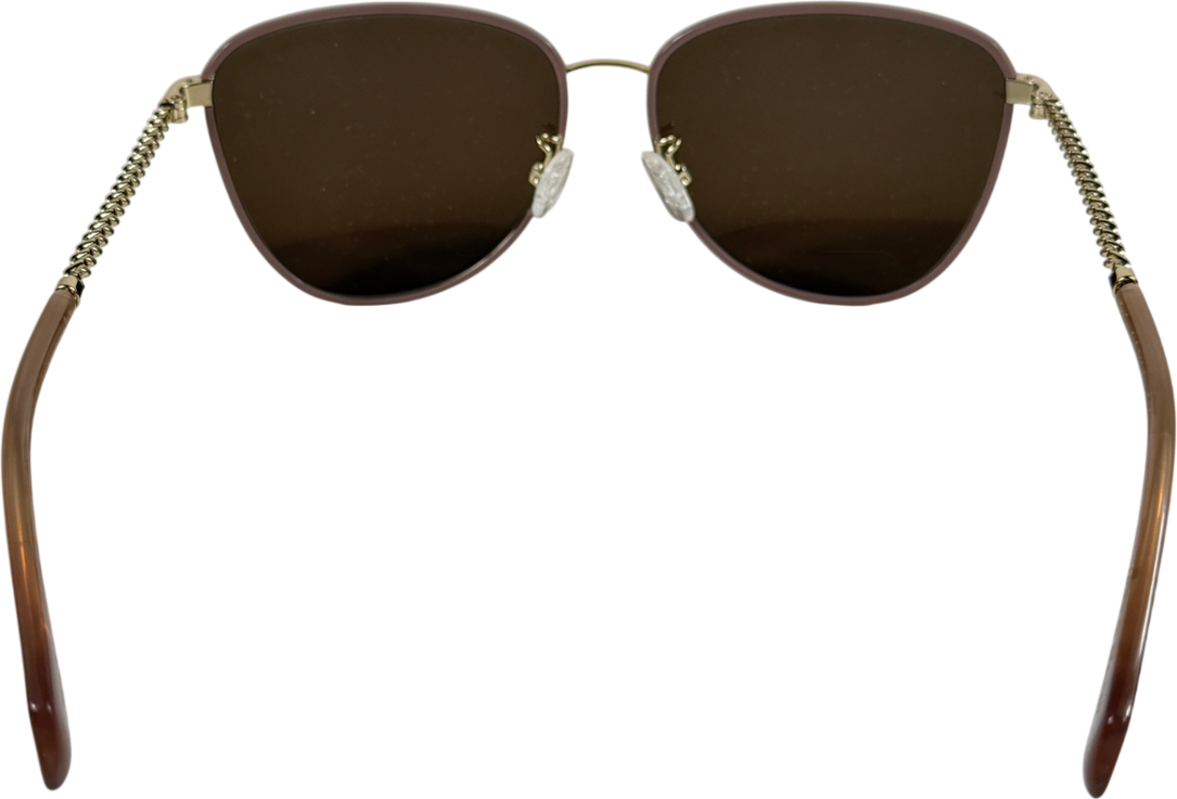 Mohala Brown Leah I Polarised Round Sunglasses Tuscan Rose Chain Temple