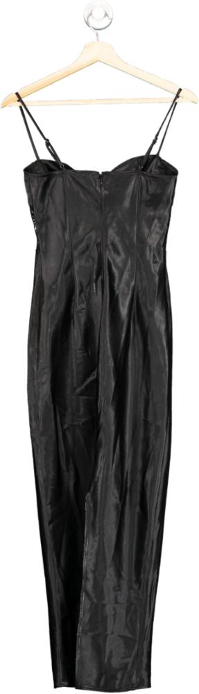 MISSPAP Black Satin Midi Dress UK 8