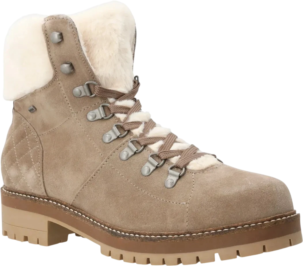 BARBOUR Beige Quilted Suede Faux Fur-trimmed Suede Boots UK 3 EU 36