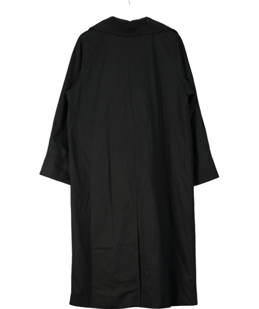 H&M Black Corduroy Collar Long Coat UK L