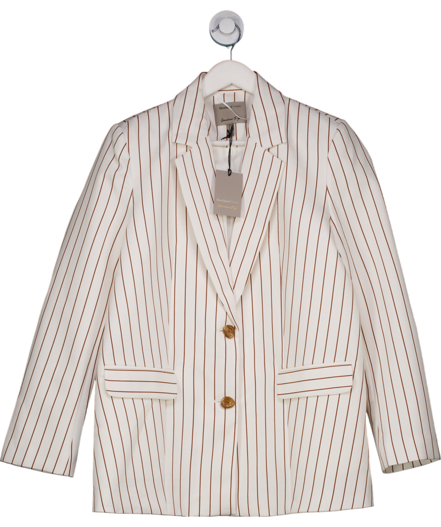 River Island White Stripe Oversized Blazer UK 10