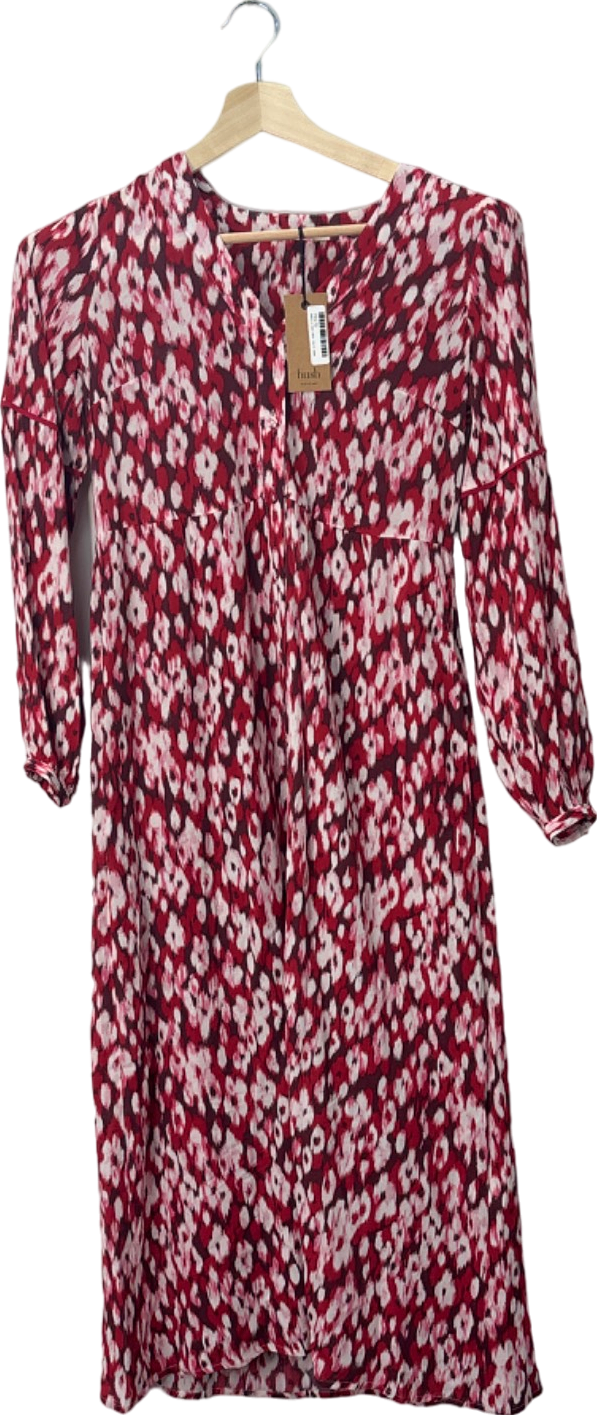 Hush Red Jinni Midi Dress Ikat Floral Red UK Size 4