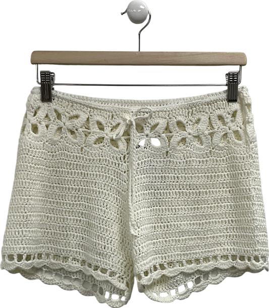 Superdown Cream Juliana Crochet Shorts UK L