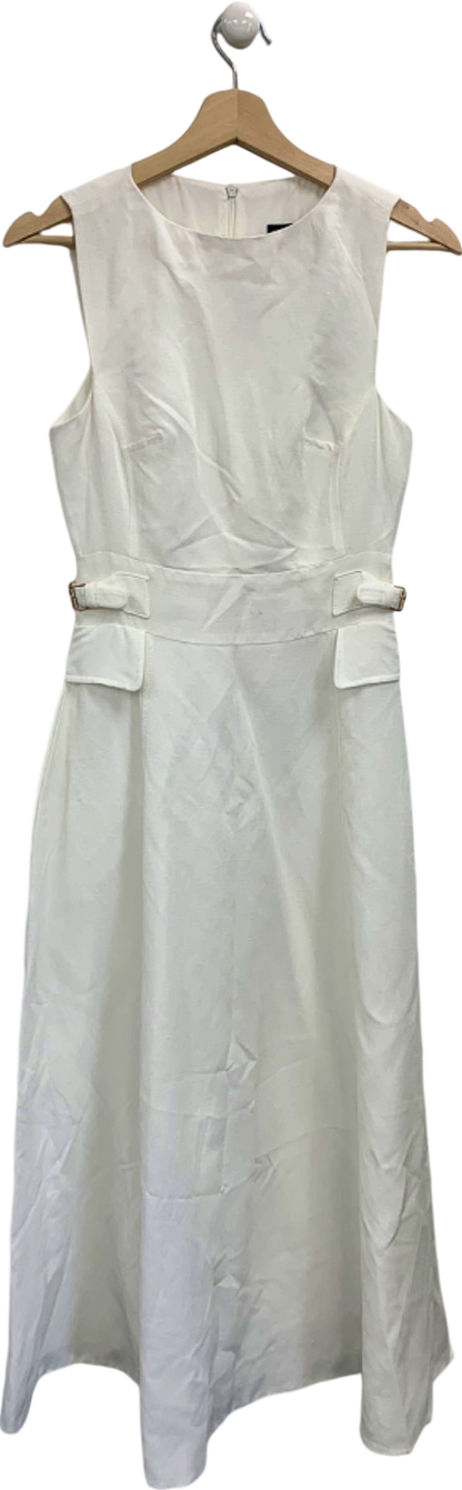 Karen Millen White Sleeveless Belted Dress UK 6