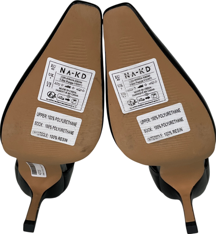 NA-KD Black T-bar Pumps UK 7 EU 40 👠