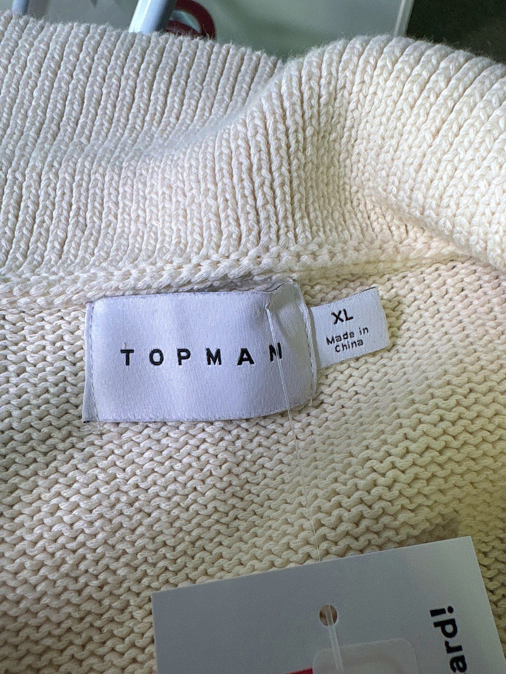 Topman Cream and Purple Geometric Knit Cardigan UK XL