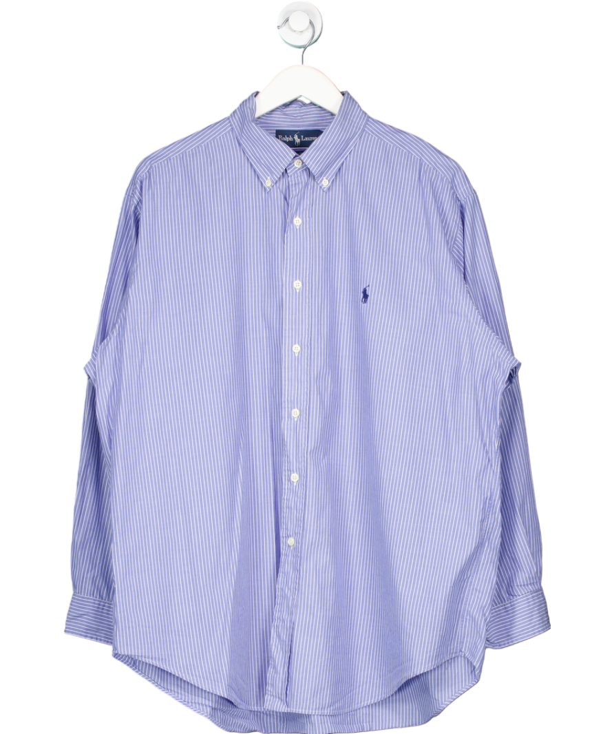 Polo Ralph Lauren Blue 100% Cotton Embroidered Polo Player Yarmouth Shirt UK L