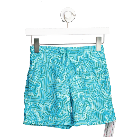 VILEBREQUIN Blue Turquoise Print Boys Logo Patch Swim Shorts With Bag 12 Years