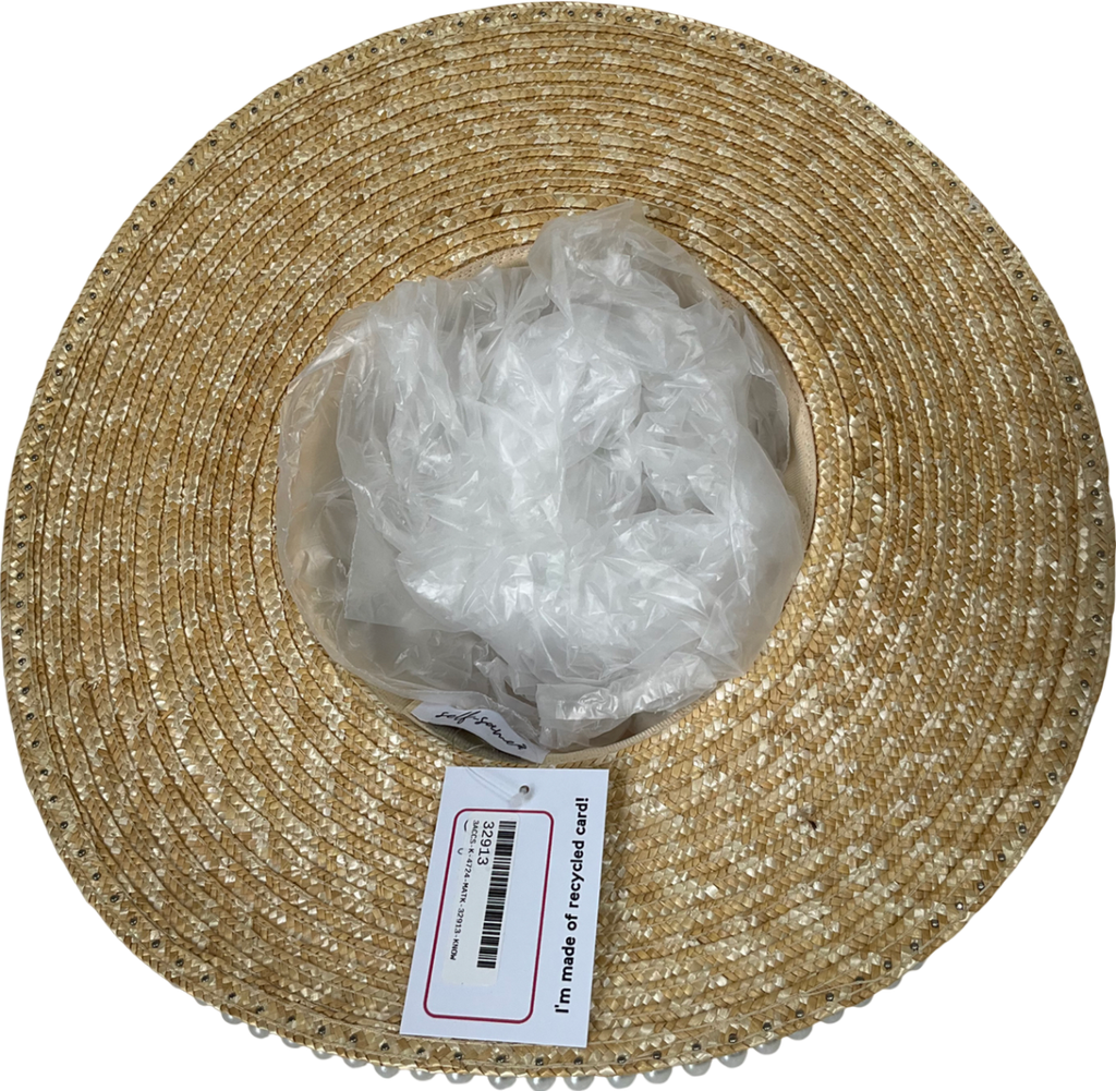 SELF SAME Cream Petra Pearl embellished Straw Hat One Size