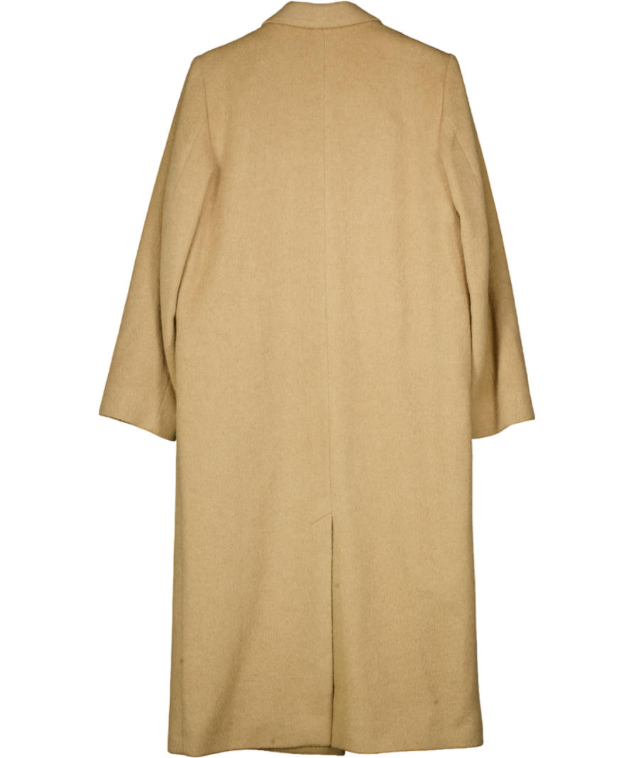 Almada Label Camel Double-breasted Wool & Mohair Blend Coat UK M