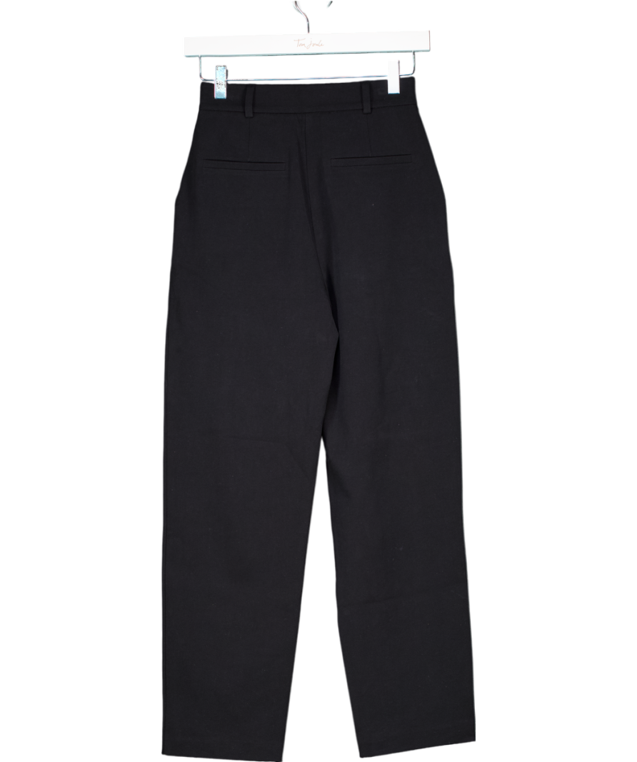 novo Black High Waisted Cropped Premium Cotton Trousers UK 6
