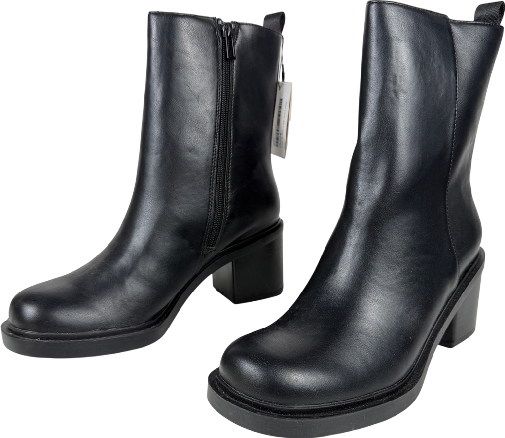 ZARA Black Chunky Heeled Boots UK 7 EU 40 👠