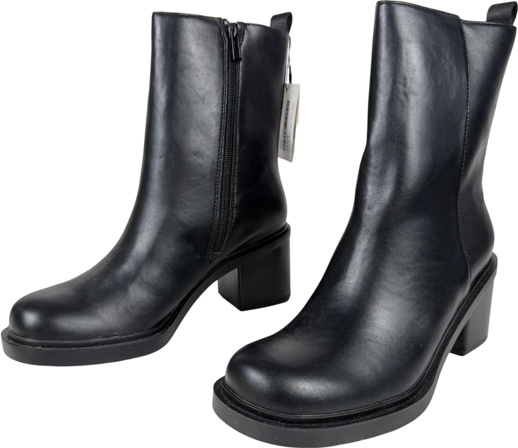 ZARA Black Chunky Heeled Boots UK 7 EU 40 👠