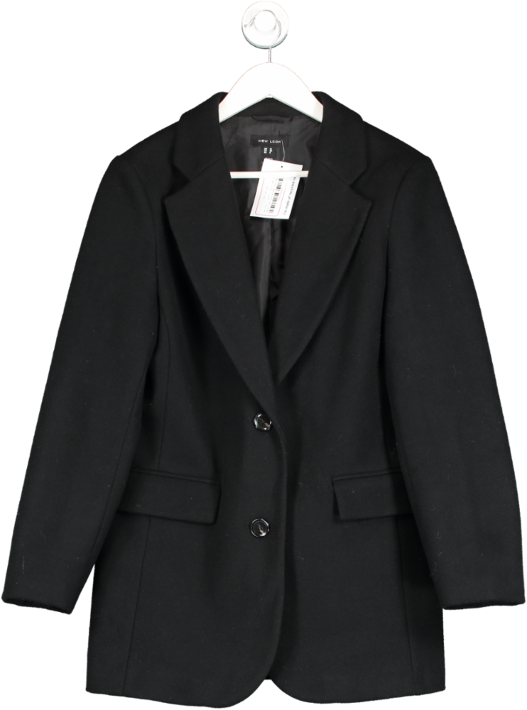 New Look Black Wool Look Coat UK 10