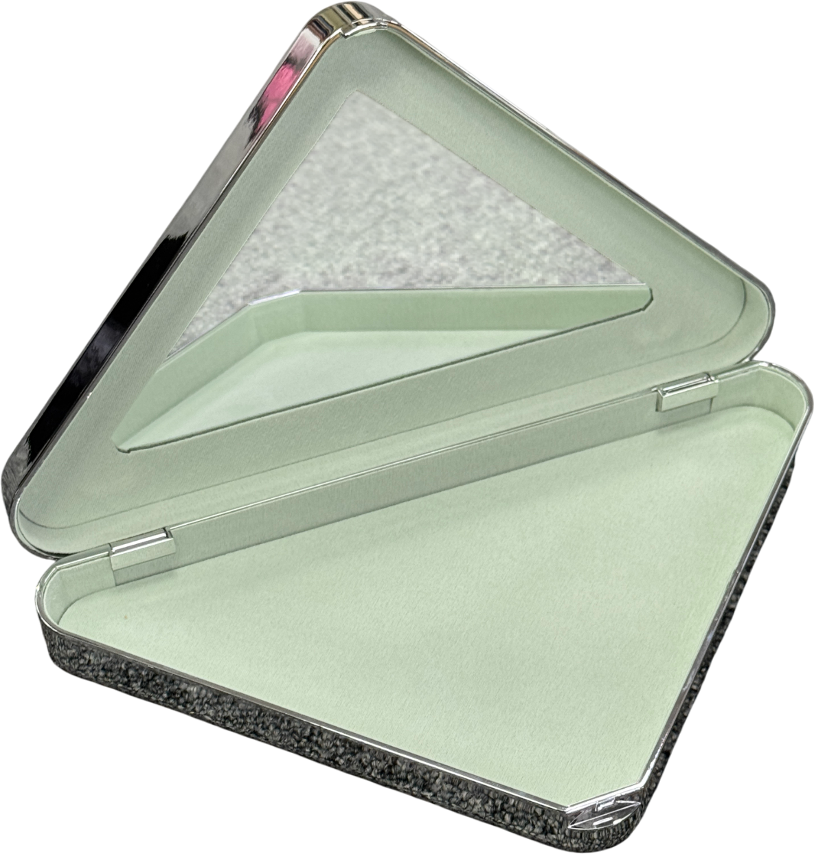 Prada Beauty Silver Metallic Triangle Clutch Bag