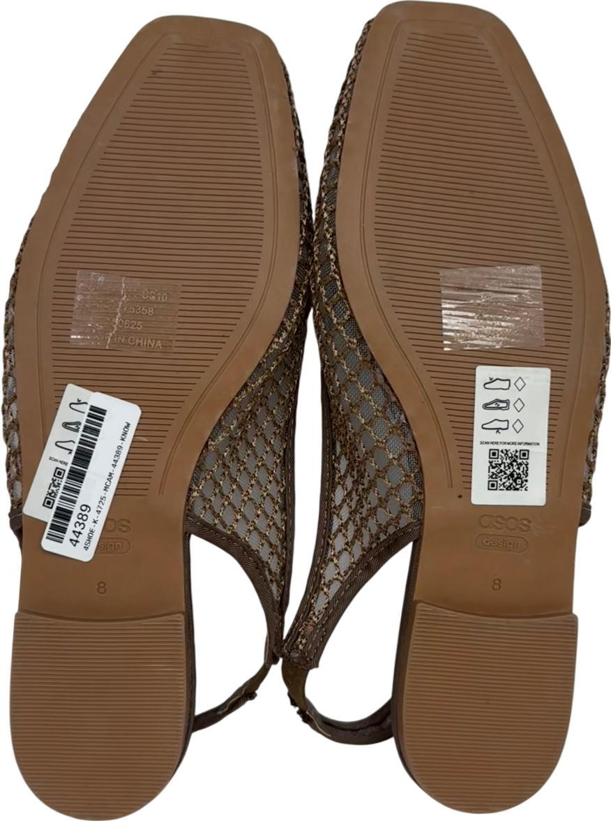 ASOS Beige Lisse Round-toe Slipback Ballet Flats UK 8 EU 41 👠