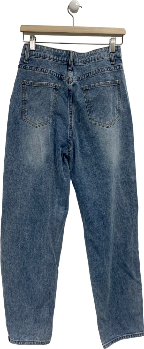 PrettyLittleThing Petite Light Blue Washed Boyfriend Jeans UK 6