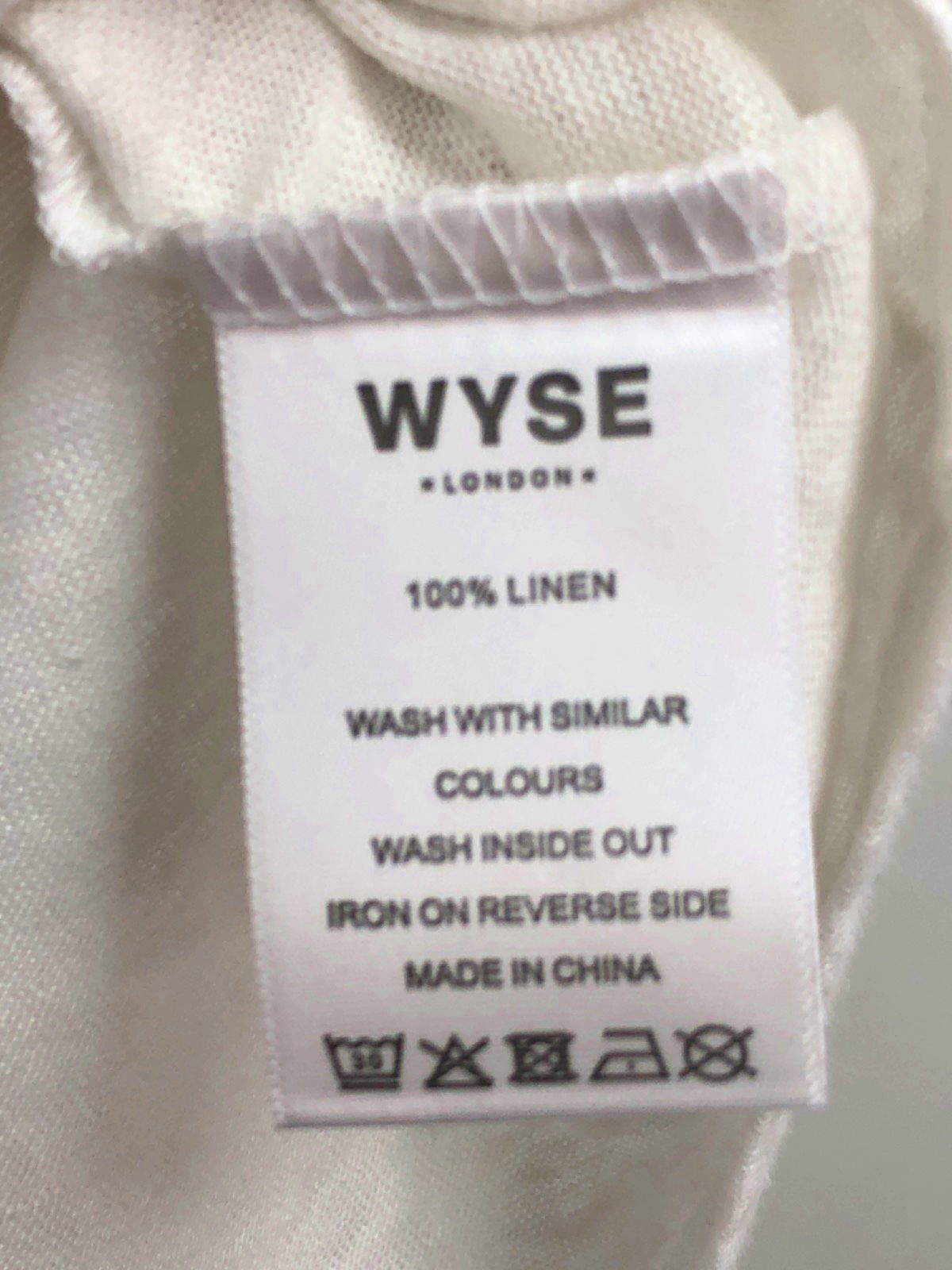 WYSE White V-Neck Lily Linen Tee Lace Trim - White UK 8