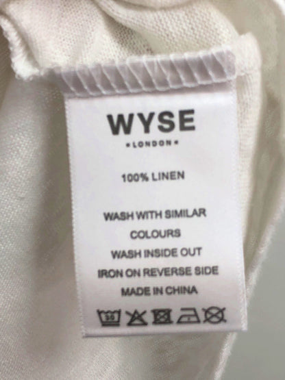 WYSE White V-Neck Lily Linen Tee Lace Trim - White UK 8