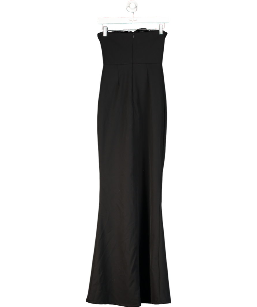 Club L Enticed Black Strapless V-neck Maxi Dress With Flowers UK 8