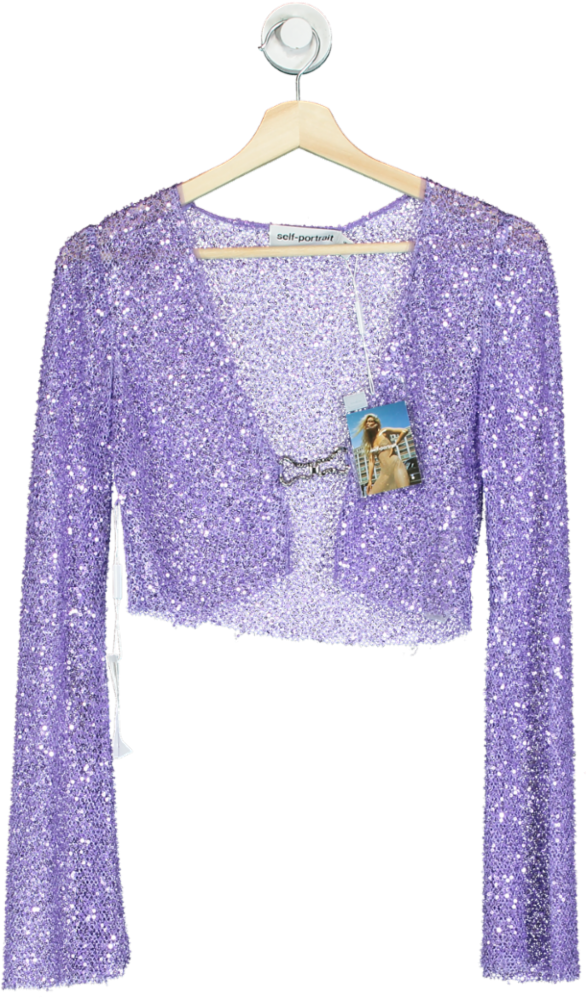 Self-Portrait Purple Beaded Cardigan UK 6