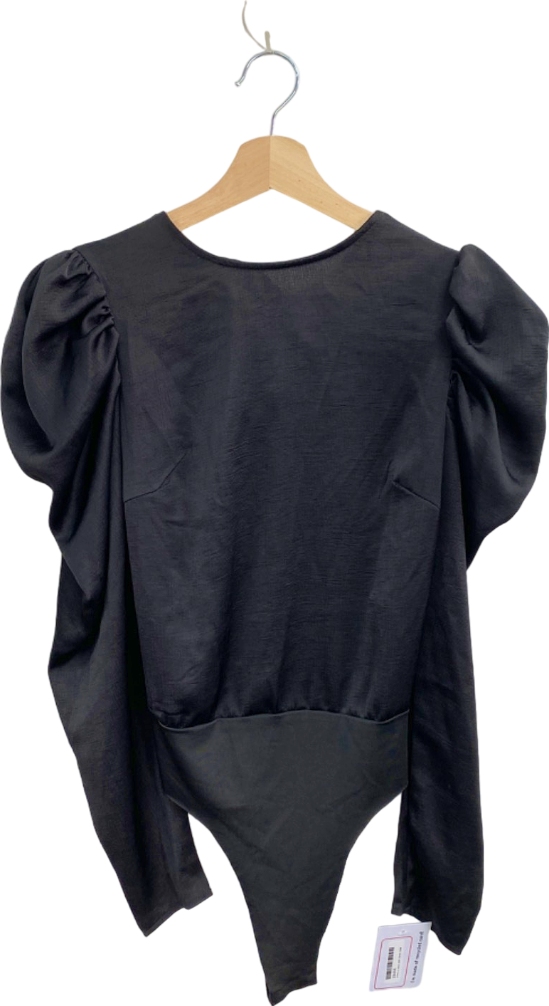 Missguided Black Puff Sleeve Bodysuit UK 6