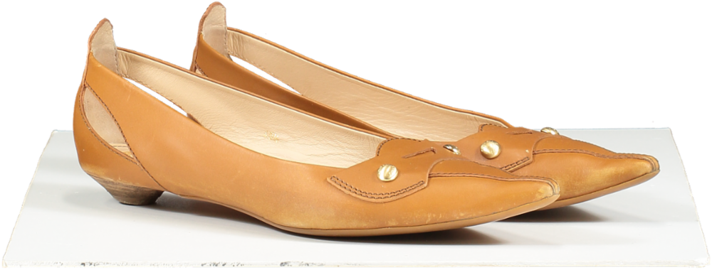 Tod's Brown Pointed Tow Heeled Ballerina Shoes UK 7.5 EU 40.5 👠
