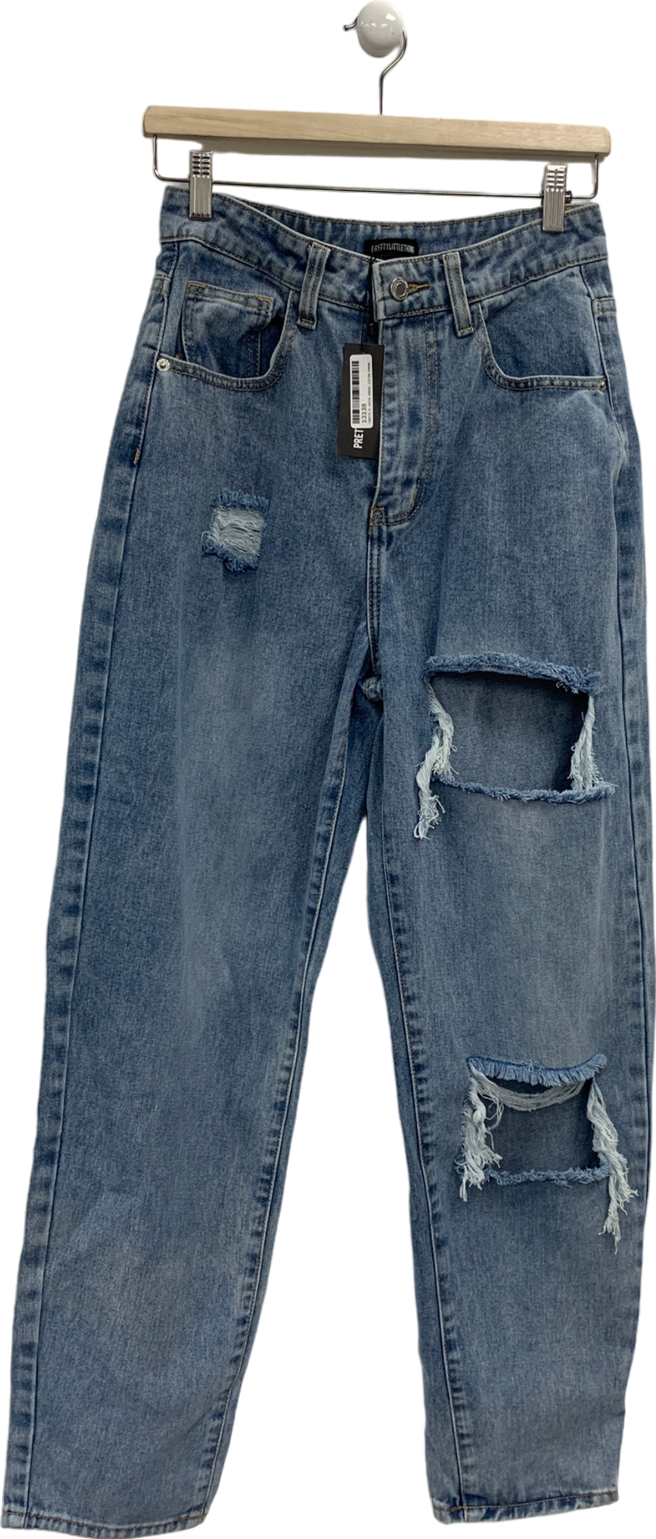 PrettyLittleThing Petite Light Blue Washed Boyfriend Jeans UK 6