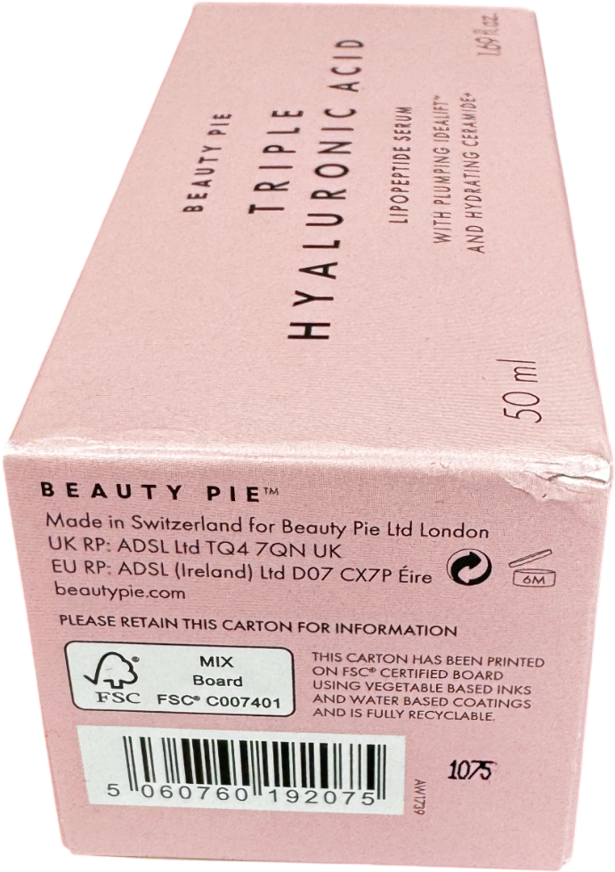 Beauty Pie Triple Hyaluronic Acid  Lipopeptide Serum With Plumping Idealift And Hydrating Ceramide+ 50ML