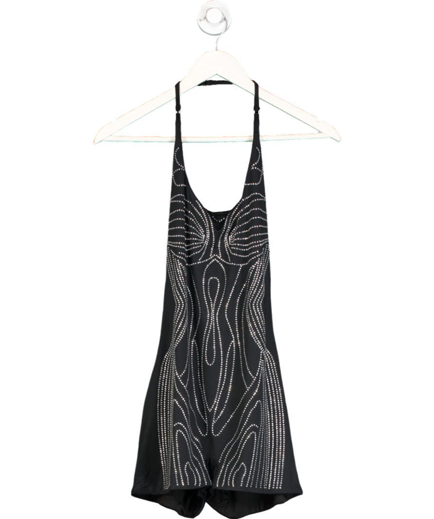 White Fox Black Embellished Saving Up My Love Playsuit UK M
