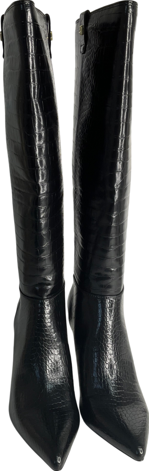 4th & Reckless Pointed Knee High Boots In Black Croc UK 7 EU 40 👠
