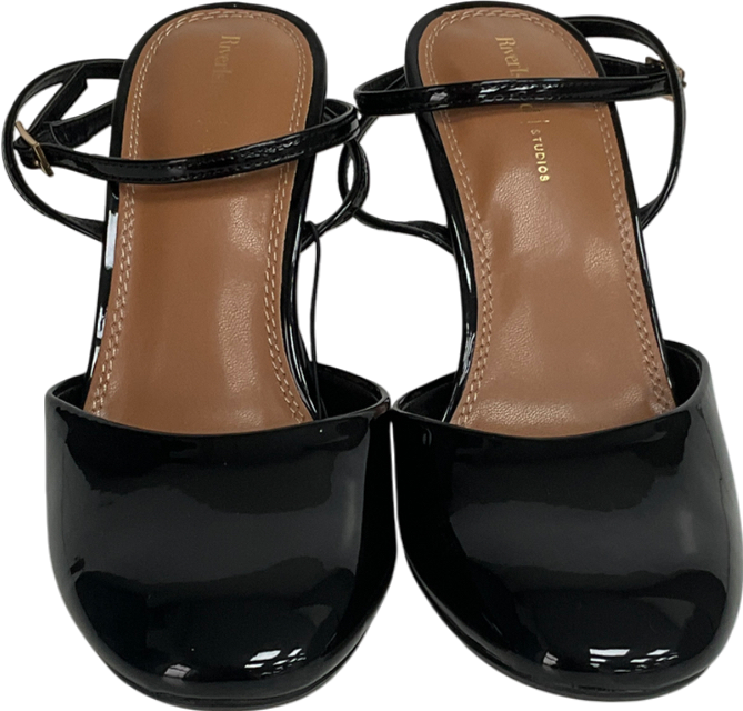 River Island Black Round Toe Patent Court Heels UK 3 EU 36 👠