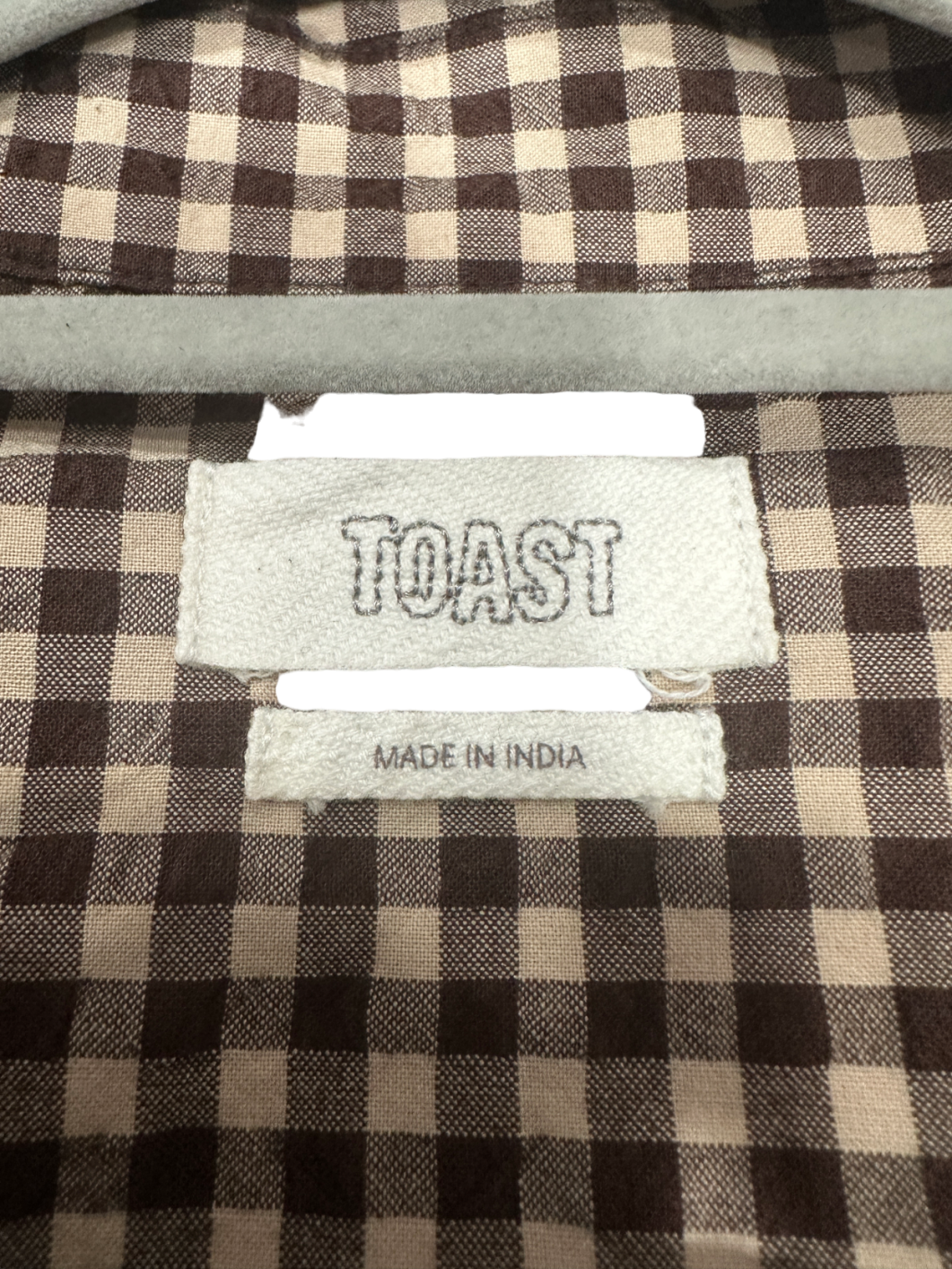 Toast Brown Checkered Short Sleeve Shirt UK M