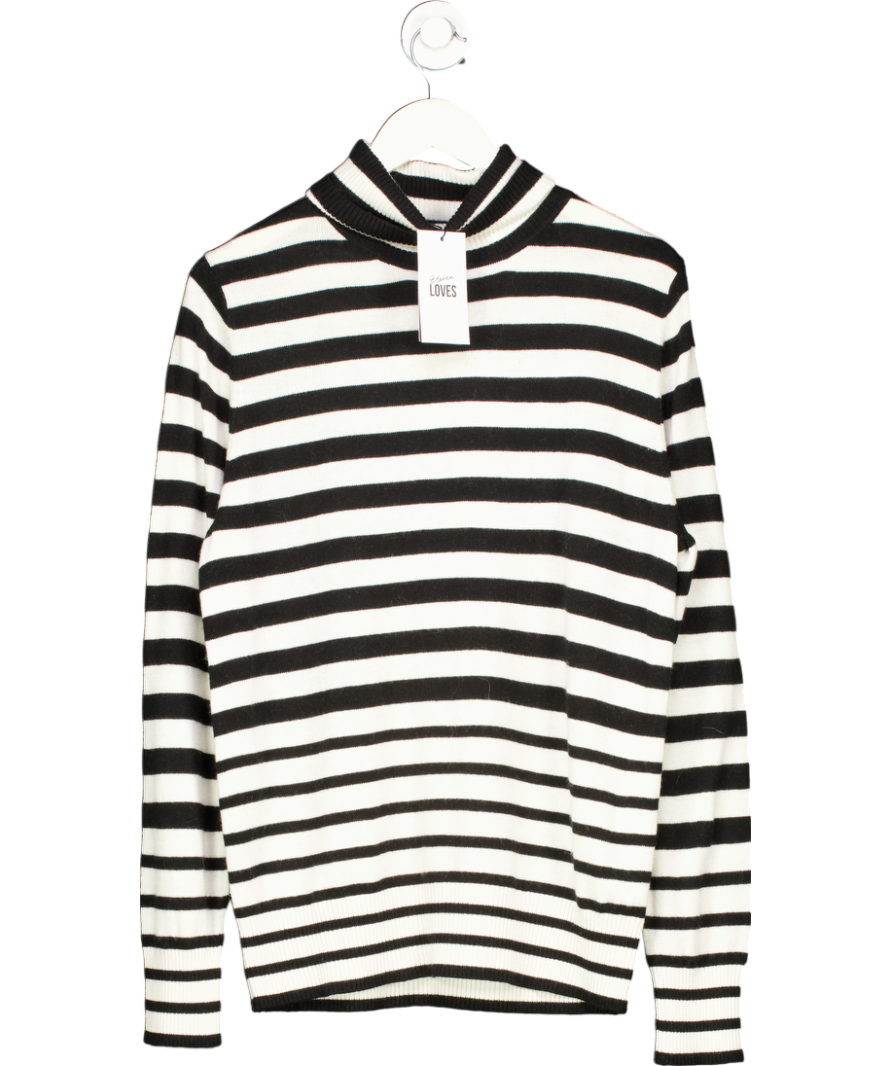 Eleven Loves Black Rhiannon Stripe Roll Neck - Black/ivory UK L