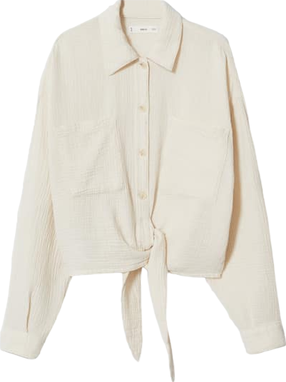 MANGO Cream Cotton Bambula Shirt BNWT UK 6