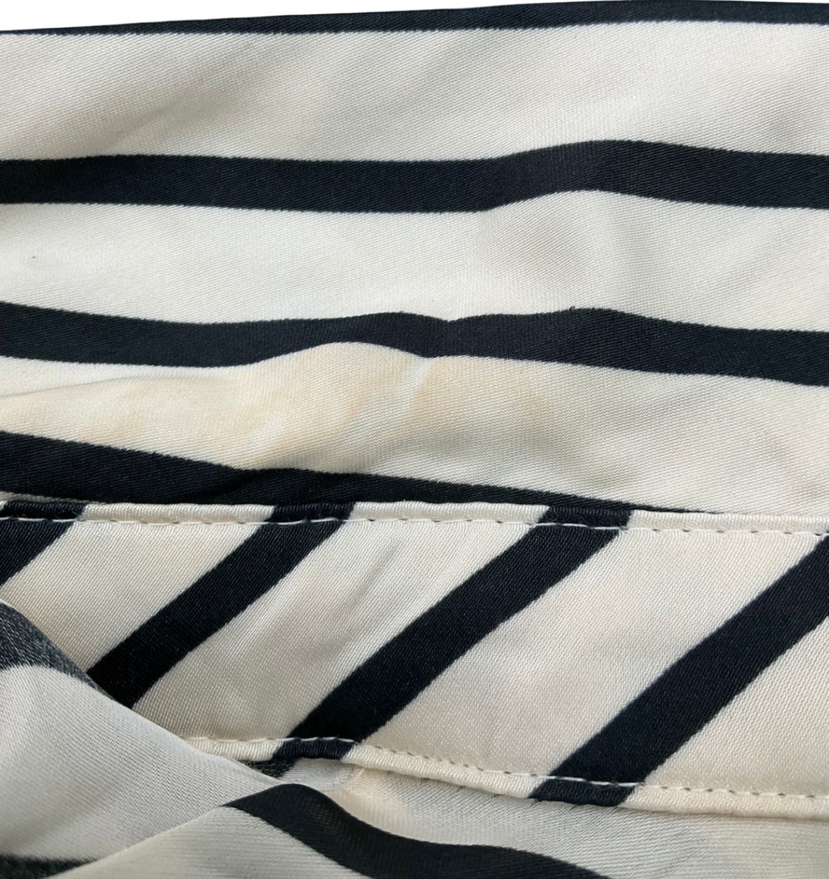 H&M Cream Satin Striped Blouse UK XS