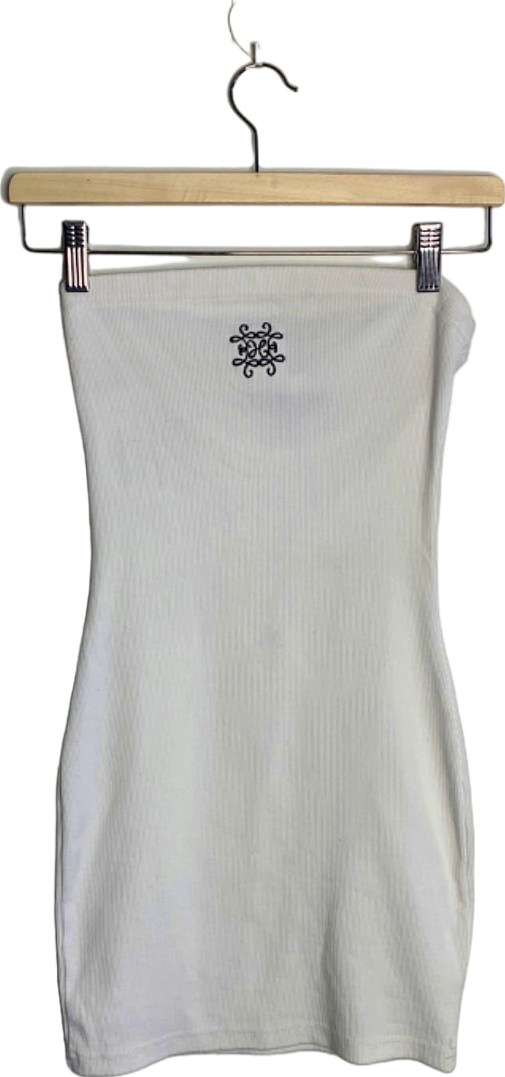 EGO White Ribbed Bodycon Dress UK 6
