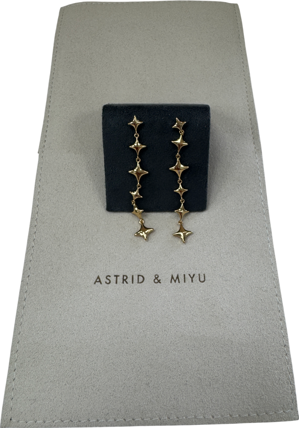 Astrid & Miyu Yellow Gold Star Drop Earrings