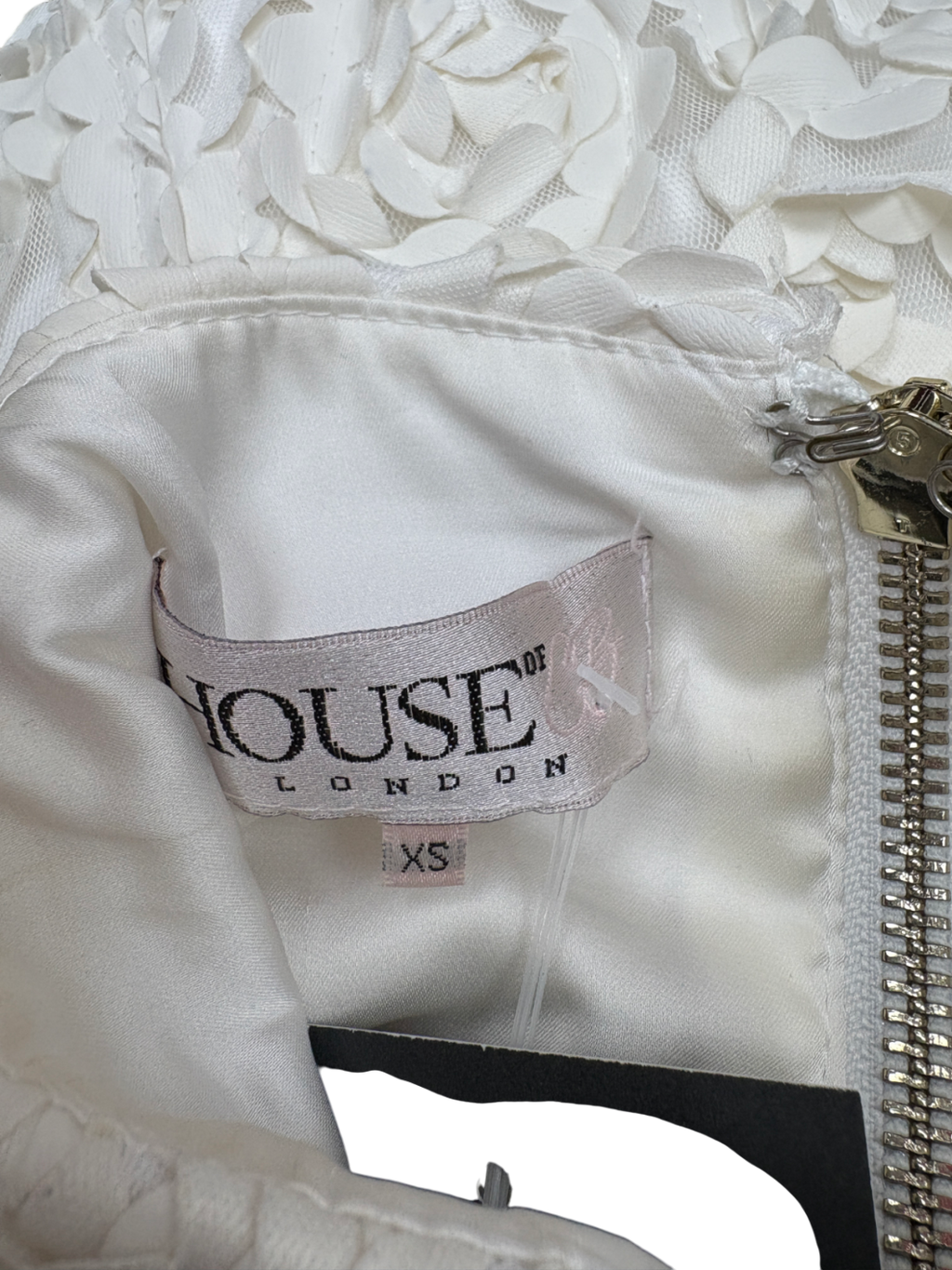 House of CB White Desiree Floral Applique Mini Dress UK XS