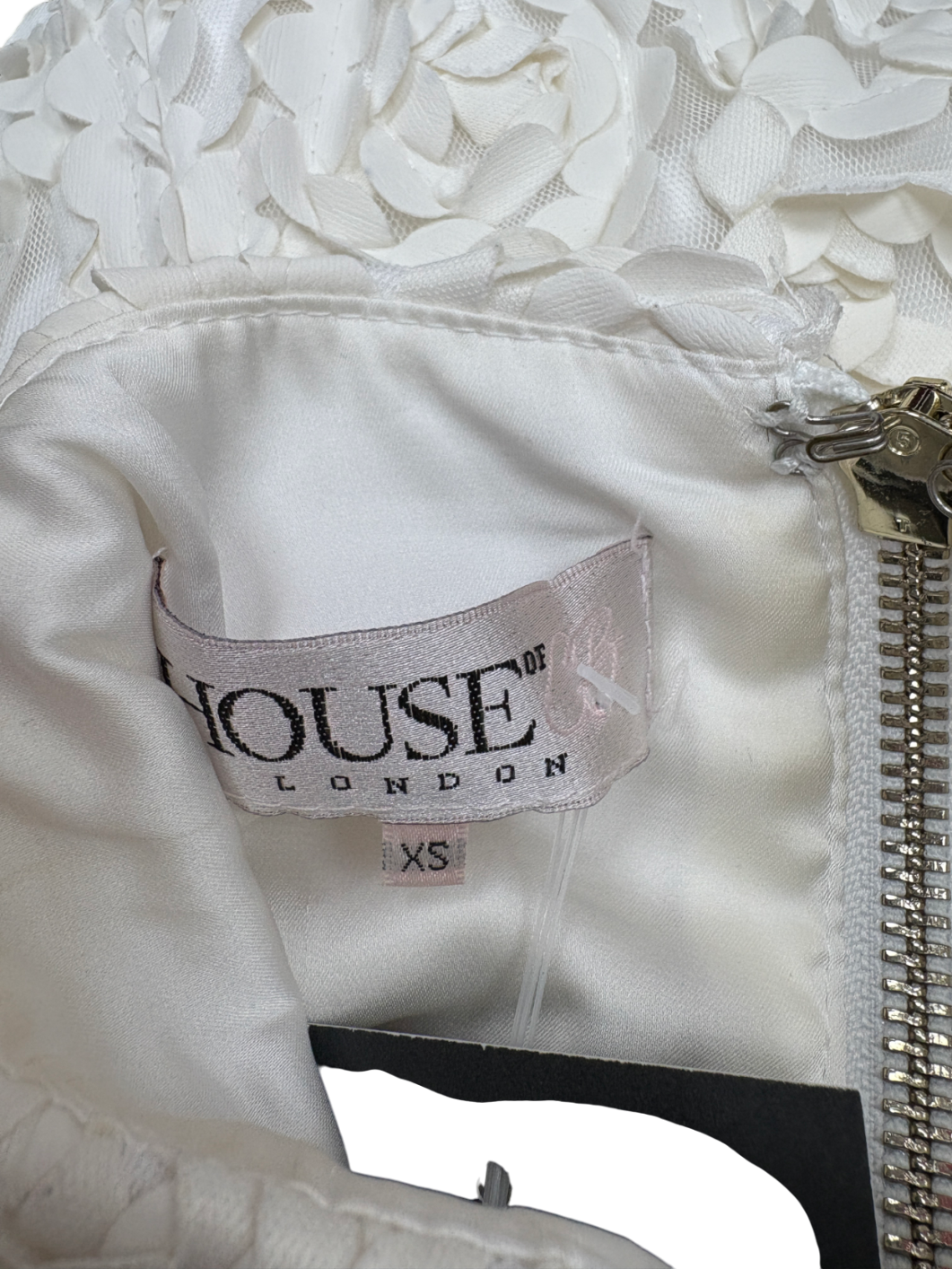 House of CB White Desiree Floral Applique Mini Dress UK XS