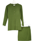 Topshop 2-piece Olive Green Knitted Button Through Top And Mini Skirt Co Ord UK S