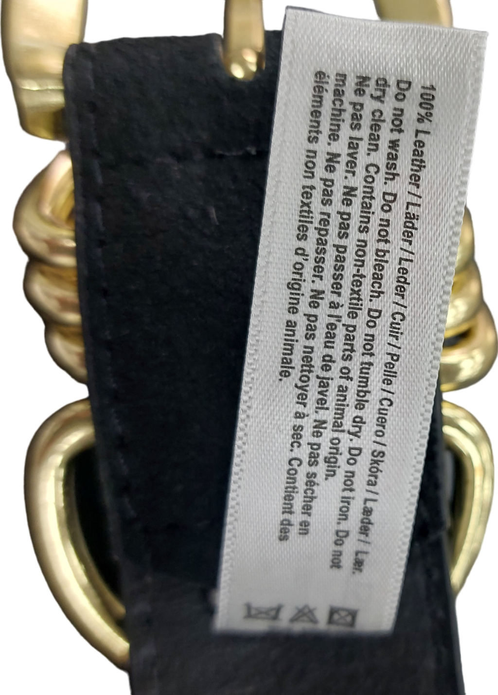 River Island Black Leather Buckle Belt UK S