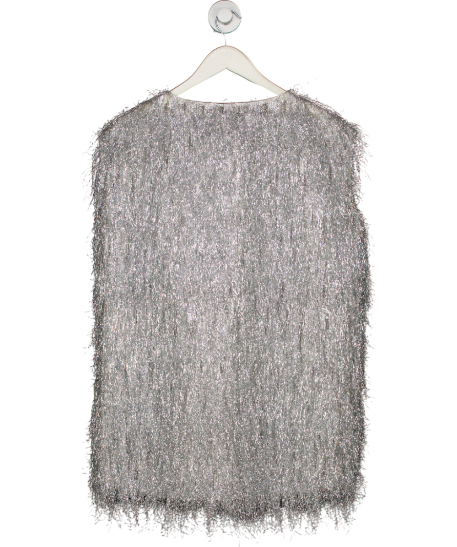 Dries Van Noten Metallic Silver Tinsel Short Mini Dress UK XS