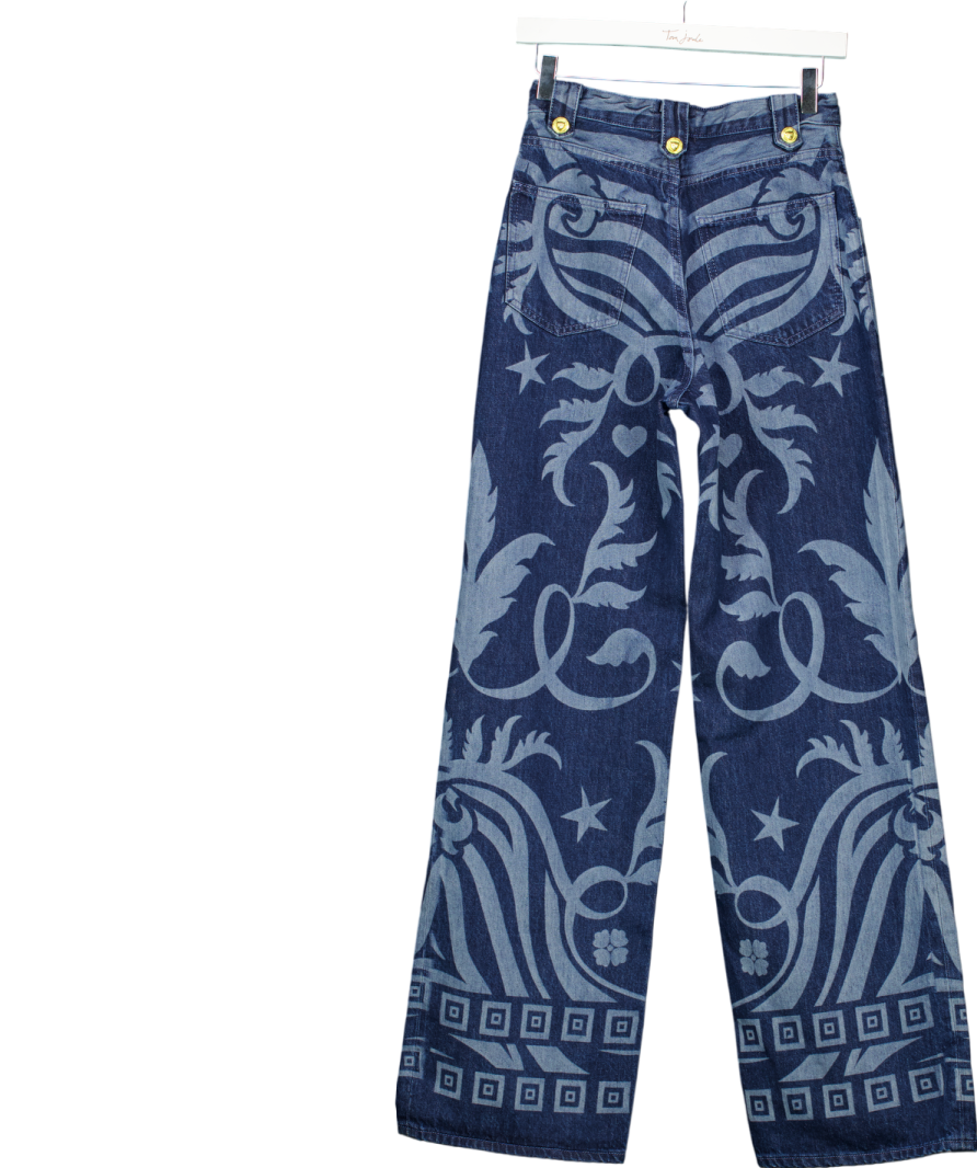 Hayley Menzies Blue Lazer Printed Wide Leg Jeans W25