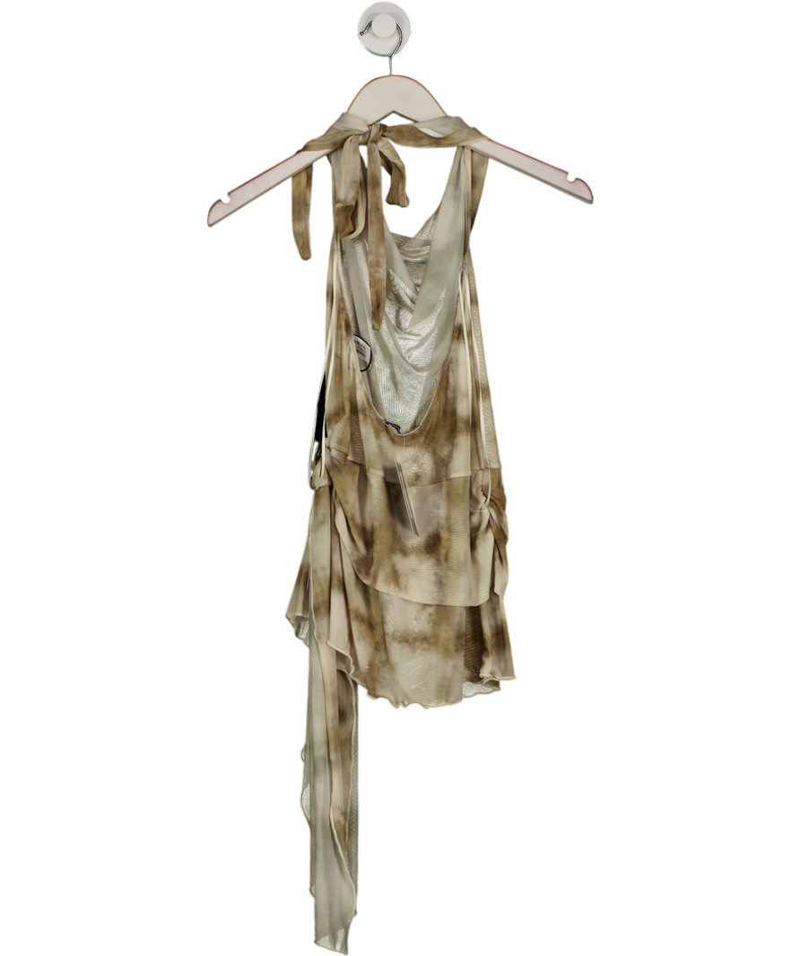 Bershka Brown Tie-dye Mesh Wrap Dress UK XS/S