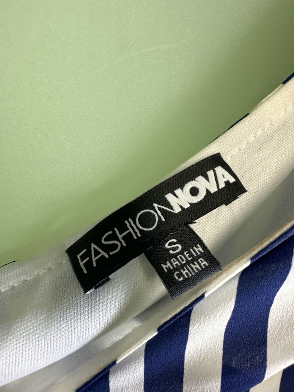 Fashion Nova Blue White Striped Asymmetric Dress UK S