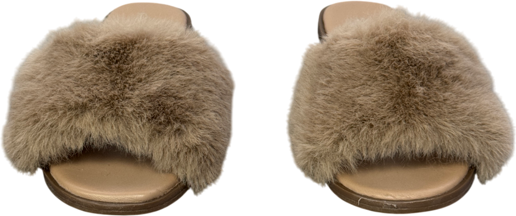 Age of Innocence Nude Rosalie Beige Fur Mules UK 11 EU 29 👼