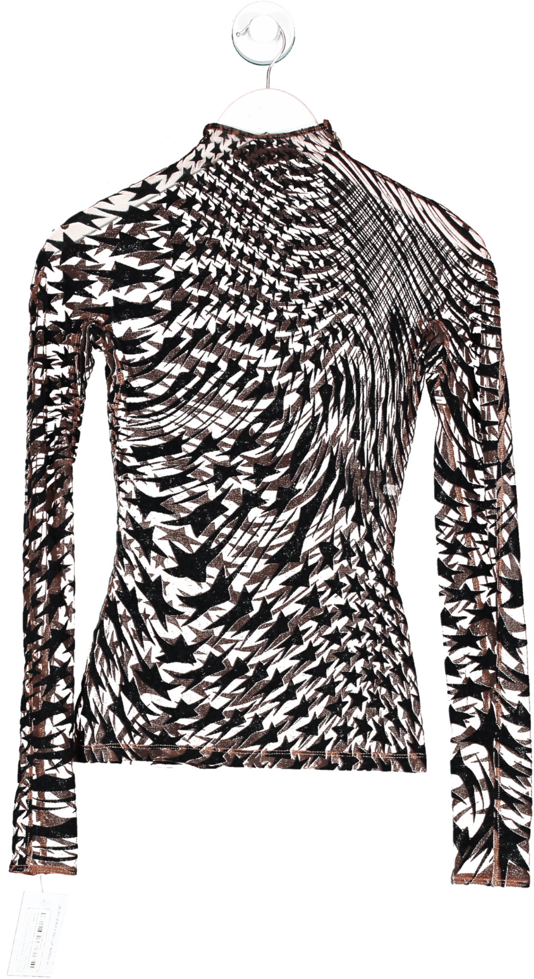 Mugler Brown X wolford Star Print Mesh Top UK XS