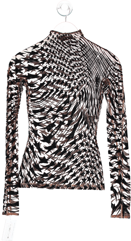 Mugler Brown X wolford Star Print Mesh Top UK XS